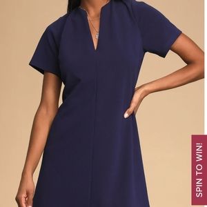 Love Me So Navy Blue Short Sleeve Mini Shift Dress